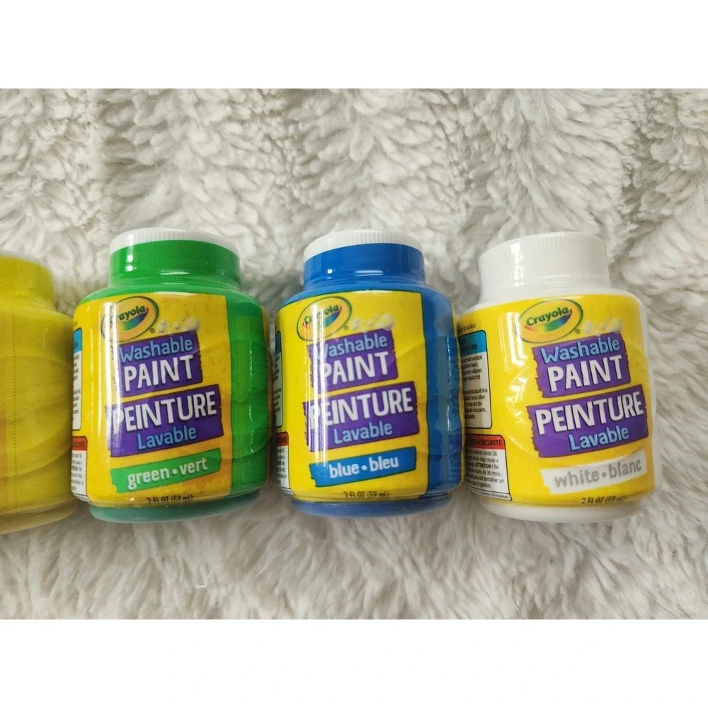 Crayola Washable Paint Set 5 Bottles 2oz Each Violet Yellow Green Blue White